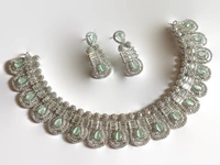 American Diamond Necklace Set - Green, 2.3