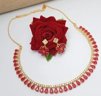 American Diamond Choker Set  - Black,green,mahroon,blue,white,pearl,pink
