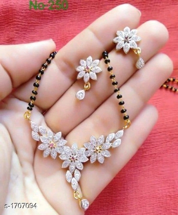 American Diamond Mangalsutra Set - White rodium