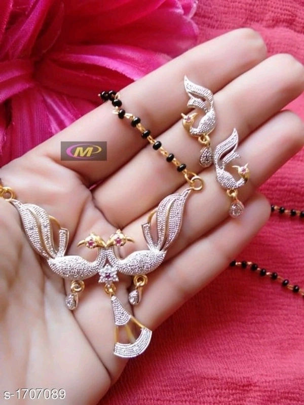 American Diamond Mangalsutra Set - Silver rodium