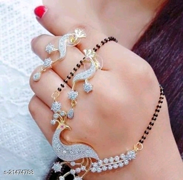 Jewelo American Diamond Mangalsutra Set - Rodium
