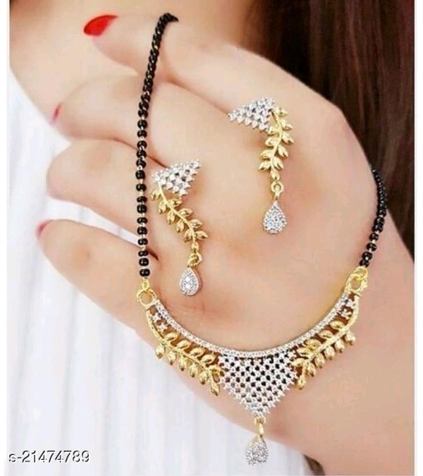 Jewelo American Diamond Mangalsutra Set - Golden Rodium