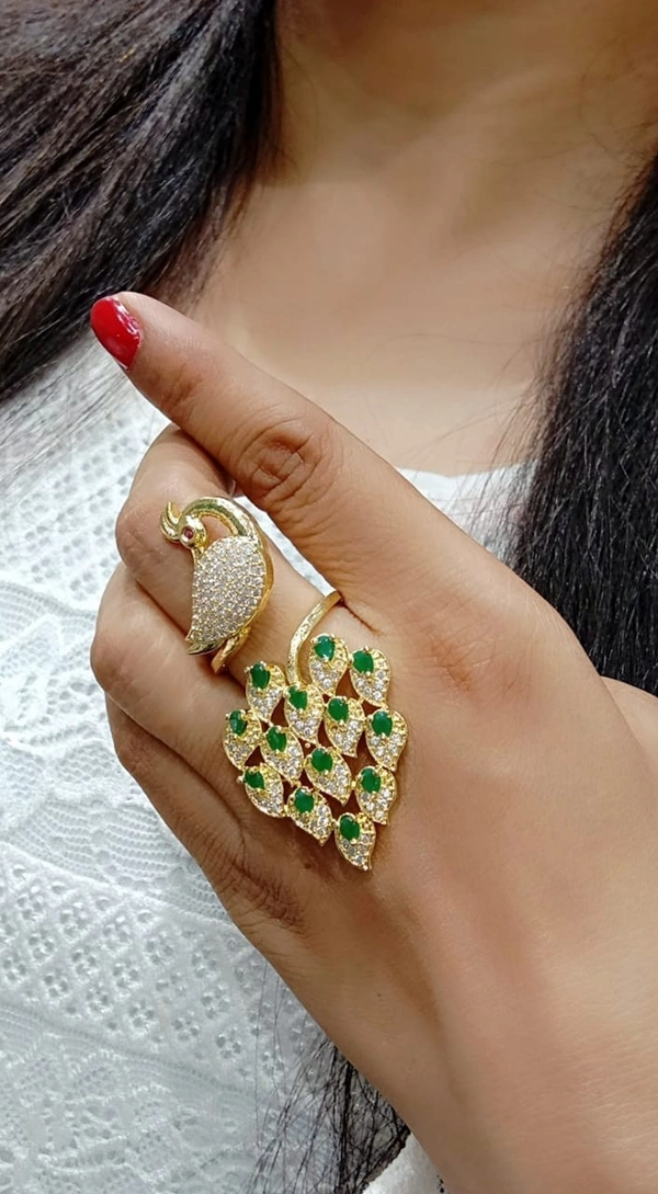 Jewelo American Diamond Mayur Ring