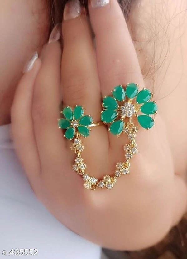 Jewelo American Diamond Two finger Ring
