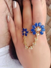 Jewelo American Diamond Two finger Ring