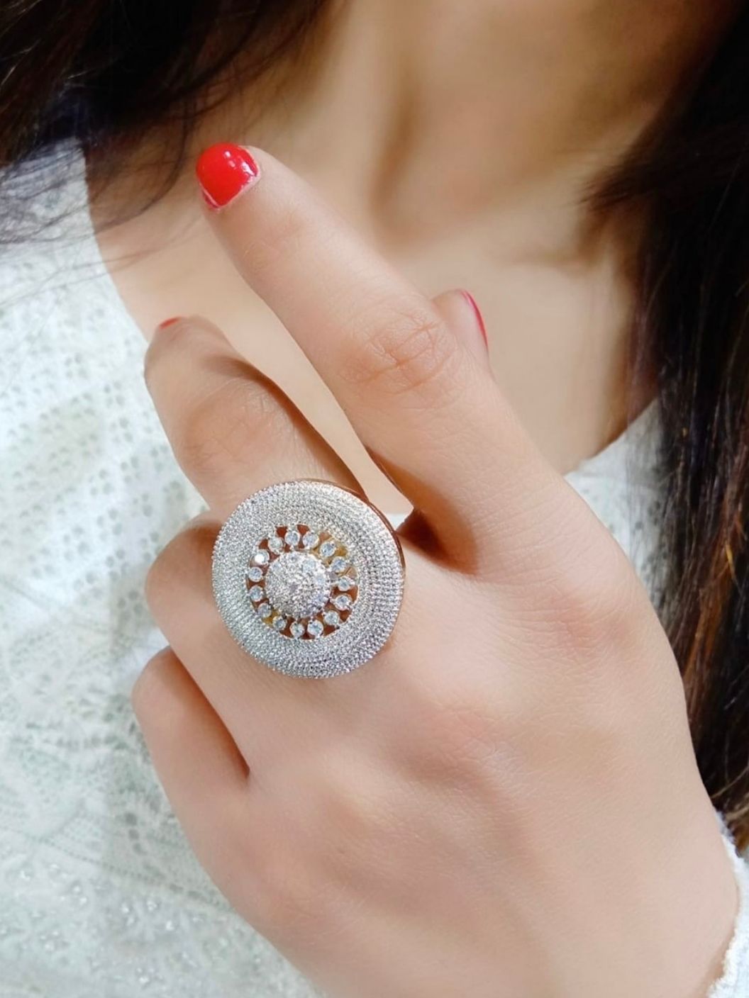 Gold Engagement ring | Bi-Floral Diamond Studded 14K Gold Ring – PC Chandra