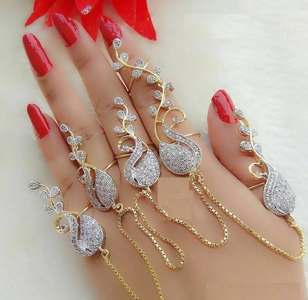 Jewelo American Diamond Five Finger Ring - Free