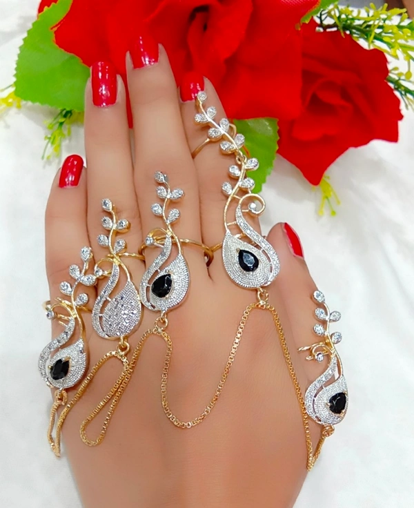 Jewelo American Diamond Five Finger Ring - Free