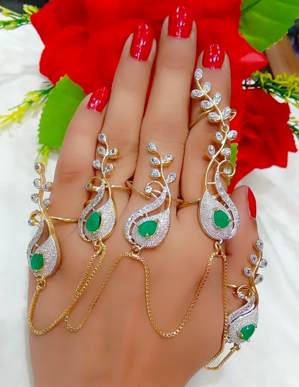 Jewelo American Diamond Five Finger Ring - Free