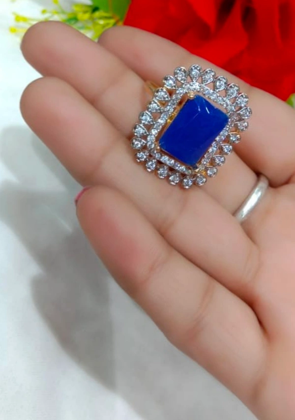 Jewelo American Diamond Big Stone Ring - Free