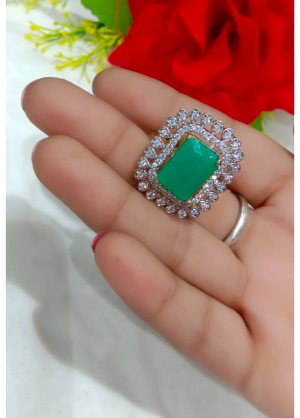 Jewelo American Diamond Big Stone Ring - Free