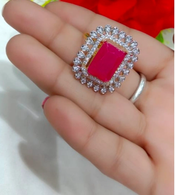 Jewelo American Diamond Big Stone Ring - Free