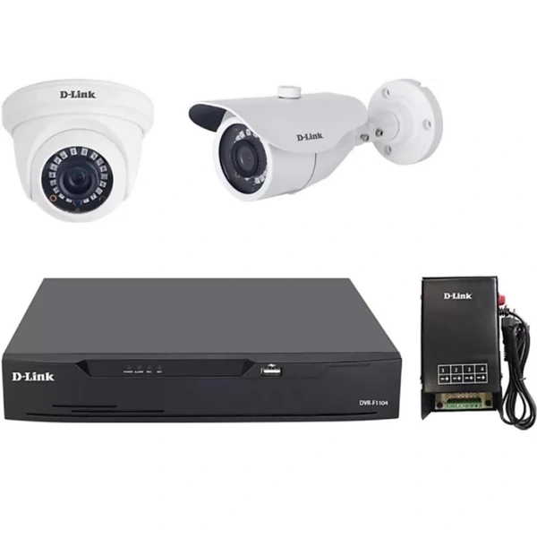 D-Link 4 Ch DVR & 1 DOME 1 BULLET CAMERA 