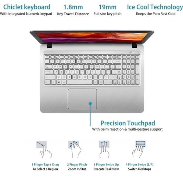 Laptop Asus Pentium Quad Core  - 15.6 inch, Silver