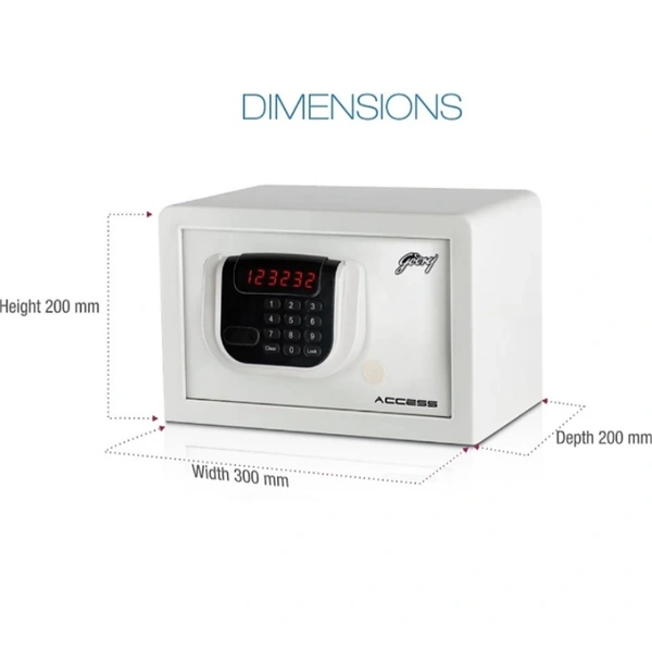 DIGITAL LOCKER (Safe Godrej Digital Locker./With Pin Code Access) Safe Locker /Digital Key Lock - white, width-30//hight-20//Dept-20//weight-6.5kg.