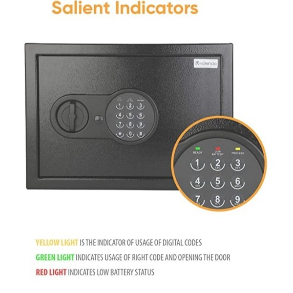 Digital Locker,Valencia- Crux Electronic Digital Security Safe for Home & Office, Black (Crux 250), 16 L, AM - Black, DEPT-250mm/HIGHT-250mm/WIDTH-350 mm