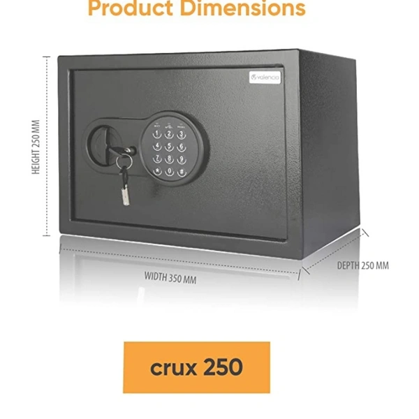 Digital Locker,Valencia- Crux Electronic Digital Security Safe for Home & Office, Black (Crux 250), 16 L, AM - Black, DEPT-250mm/HIGHT-250mm/WIDTH-350 mm