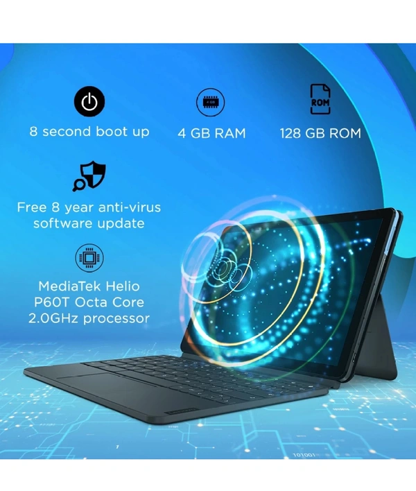 Lenovo Ideapad Duet Chromebook Tablet 25.65 cm (10.1 inch, 4 GB, 128 GB, Wi-Fi Only), Ice Blue, Iron Grey - gray, 10.1inch