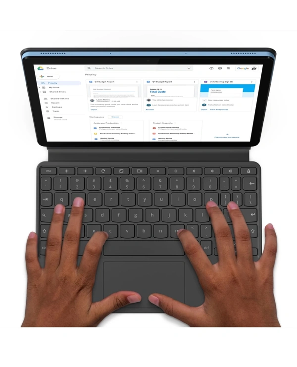 Lenovo Ideapad Duet Chromebook Tablet 25.65 cm (10.1 inch, 4 GB, 128 GB, Wi-Fi Only), Ice Blue, Iron Grey - gray, 10.1inch