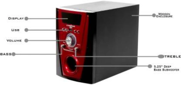 KRISONS Polo Red 7.1 |Home Theater 7.1|Bluetooth|AUX|FM|USB 70 W Bluetooth Home Theatre (Red, 7.1 Channel) 30 W Bluetooth Home Theatre  (Black, Red, 7.1 Channel) - BLACK