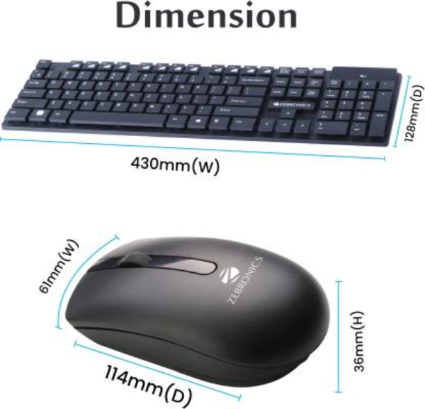 ZEBRONICS Companion 102 Mouse & Wireless Laptop Keyboard  (Black) - BLACK