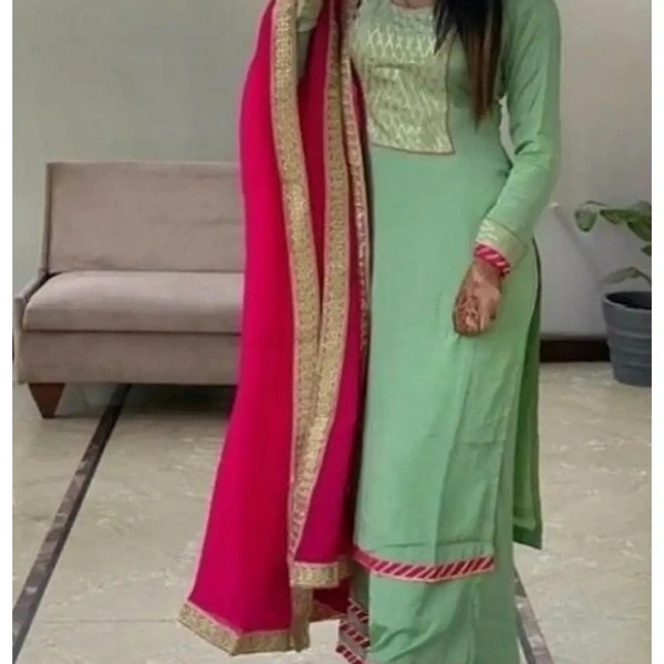 Rayon A Line  Kurti With Palazzo Ans Dupatta - 7156844, M