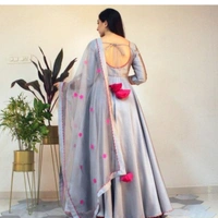 A Women Kurta Set With Dupatta cream Silver - XL, 19114899
