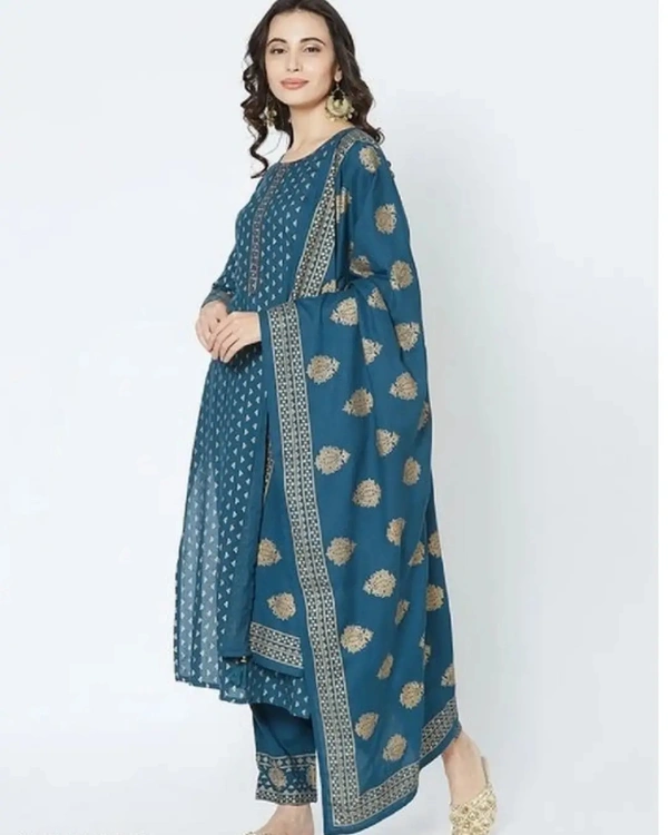 I Women Kurta, Dupatta, Bottom Blue - 18093882, XXL