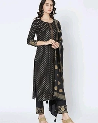 I Women Kurta, Dupatta, Bottom Black - 18093873, XL