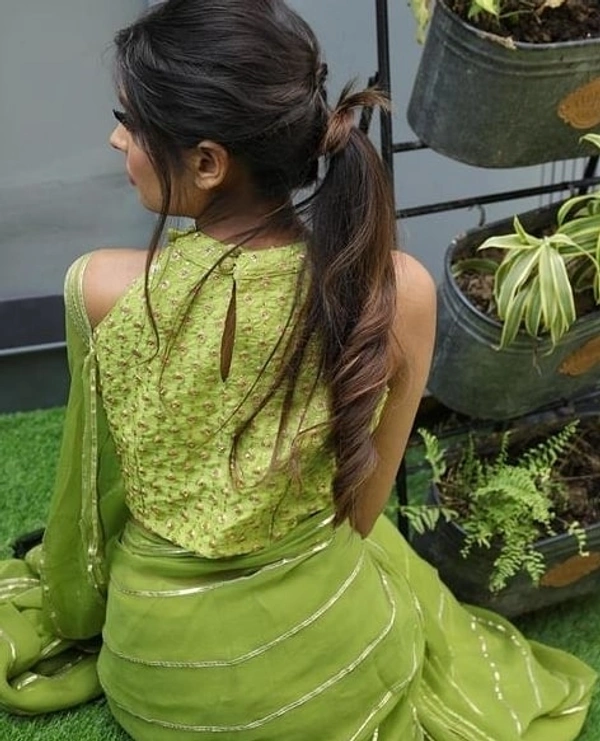 Krish Fab Saree Embroidered Green - Free Size, 8512975
