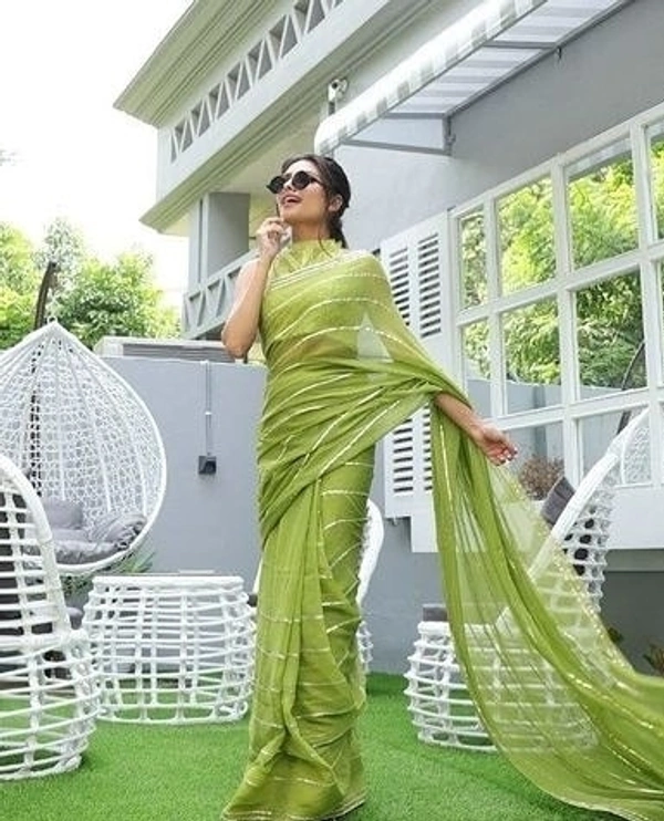 Krish Fab Saree Embroidered Green - Free Size, 8512975