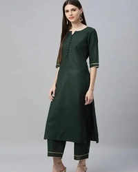 Anni Designer Green Color Ruby Cotton Plain Kurti - 34112046, M