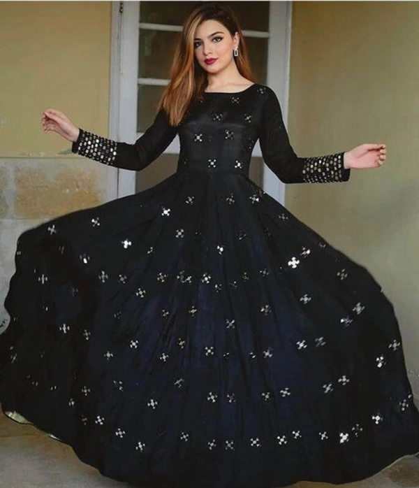 Designer embroiderd mirror work gown Black - 19904458, L