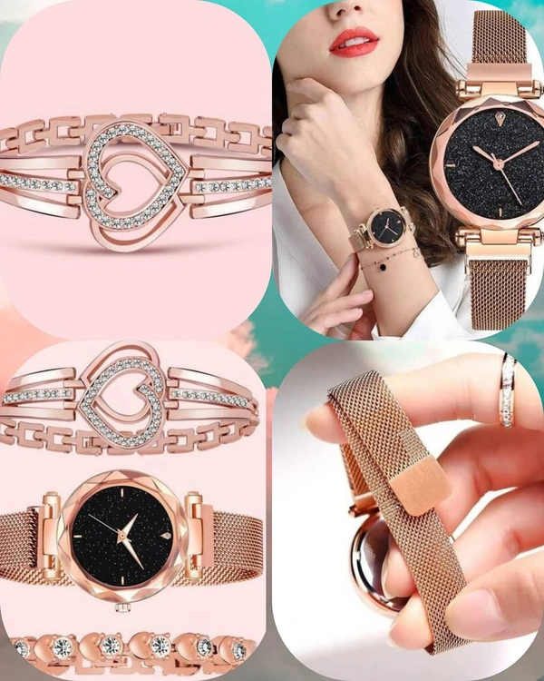 Classic Women Watches Bracelet Set Golden - 28717569