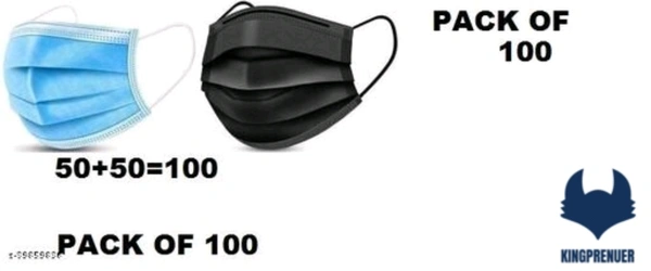 3 layered / 3 ply Pharmaceutical mask with middle layer as Meltblown layer Surgical Face mask  - 100 Pack - 100, Multi