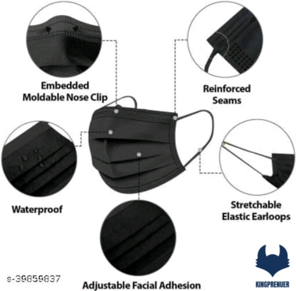 3 layered / 3 ply Pharmaceutical mask with middle layer as Meltblown layer Surgical Face mask  - 100 Pack - 100, Multi
