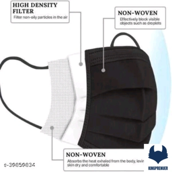 3 layered / 3 ply Pharmaceutical mask- 300 Pack - 300, Black