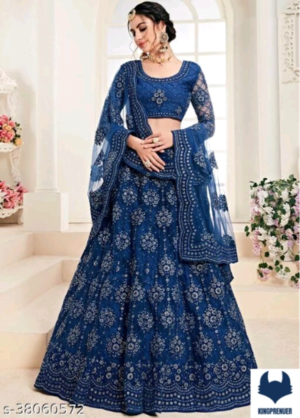 Voguish Women Lehenga Premium - Free Size, Blue