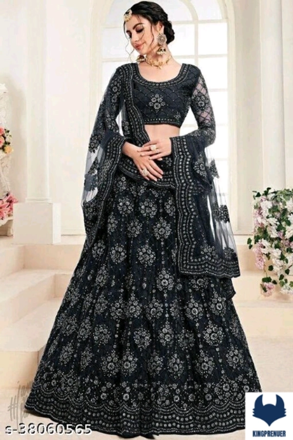Voguish Women Lehenga Premium - Free Size, Black