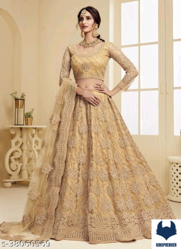 Voguish Women Lehenga Premium - Free Size, Gold