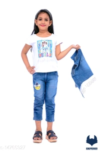 Denim Girls Top & Bottom Set - 11-12 Years, Same as Shown