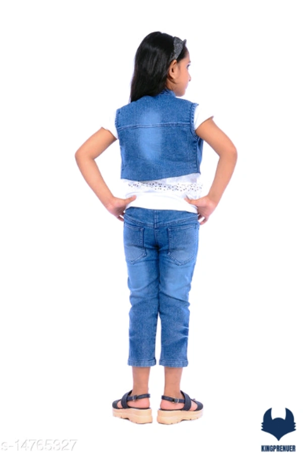 Denim Girls Top & Bottom Set - 11-12 Years, Same as Shown
