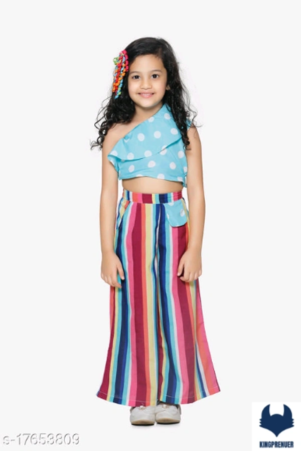 Pink Off Shoulder Top and Striped Culotte Pant Set - 13-14 Years, Same as Shown