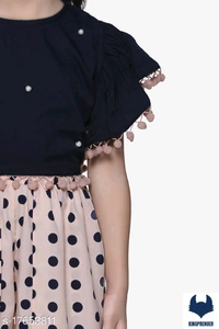 Navy Ruffle Top with polka tulip palazzo pant Set - 9-10 Years, Same as Shown
