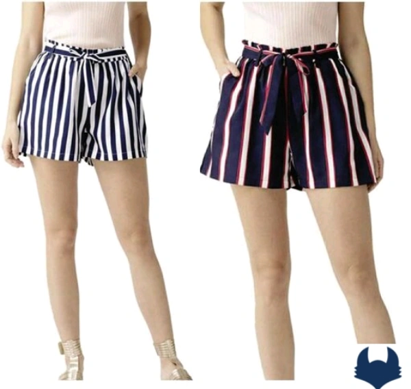 Printed Crepe Shorts Women 2 Pack - 32, White Maroon
