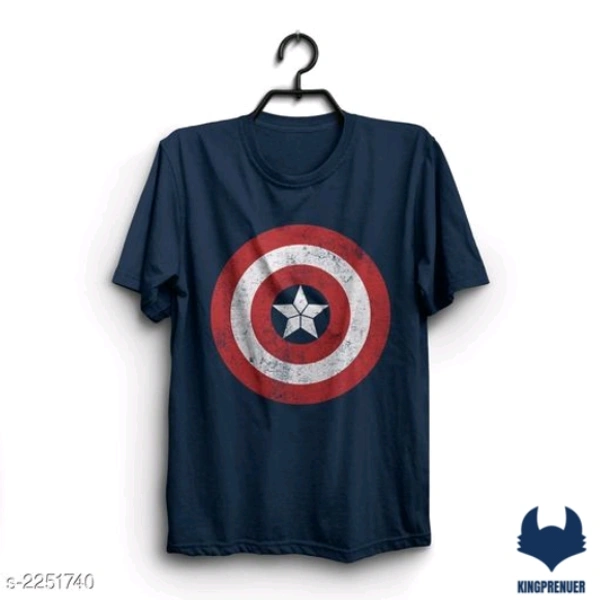 Cotton Men's T- Shirt Fancy - L, Navy Blue Captain
