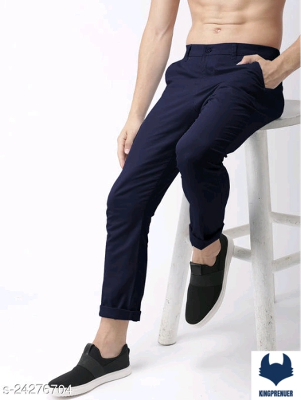  Men Trousers Casual Wear - 34, Navy Blue