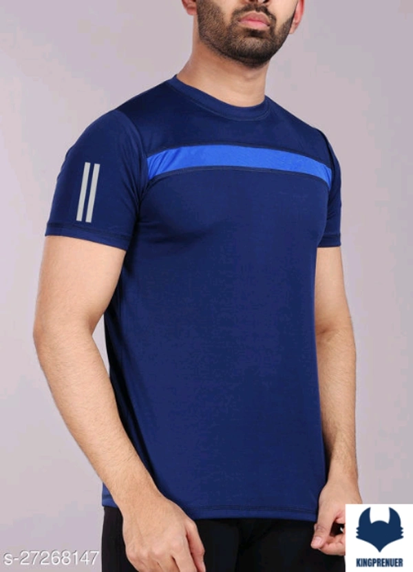 Stylish Fashionable Men Gym Tshirts  - M, Navy Blue