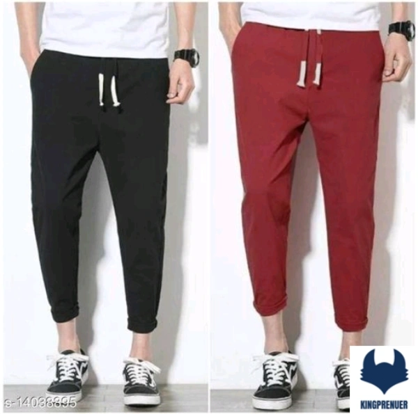 Men Trousers & Tracks COMBO 2 PACK - 28, Black - Red