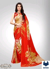  Fancy Women's Saree Georgette - Free Size, Blue